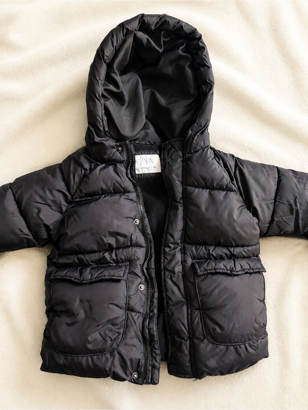 Zara Kids Black Hooded Puffer Jacket